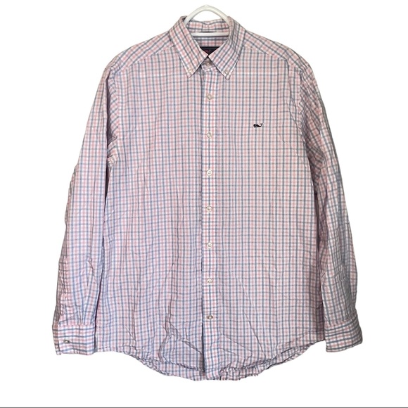 Vineyard Vines Other - Vineyard Vines Slim Fit Whale Shirt Pink Blue Stripe Casual Button Down Shirt M